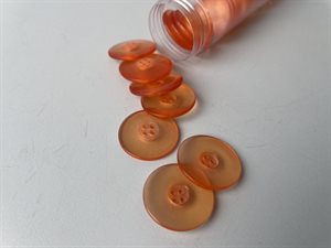 Knap - gennemsigtig i blid orange, 22 mm